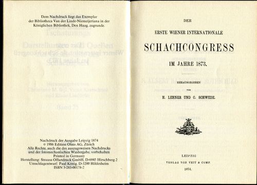 Der Erste Wiener internat Schachkongreß 1873